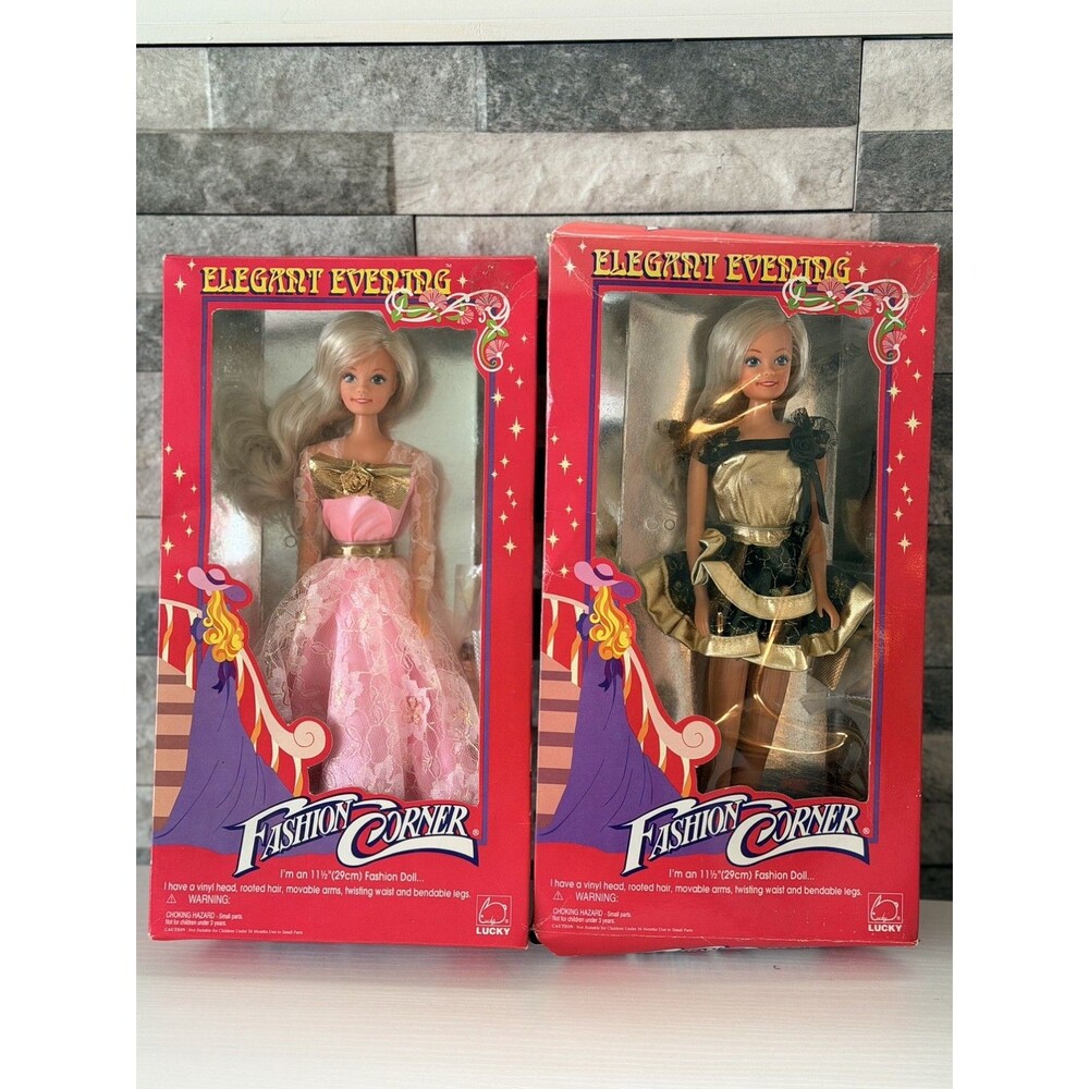 Set of 2 Vintage Lucky Fashion Corner Classics Dolls Elegant Evening Barbie 1997